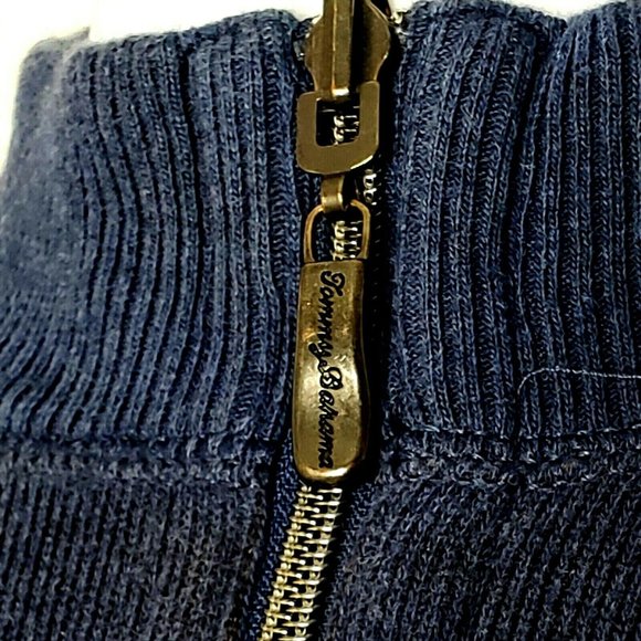 Tommy Bahama Men's Blue Pullover Sweater 1/4 Zipper Front Mock Neck - Picture 3 of 6